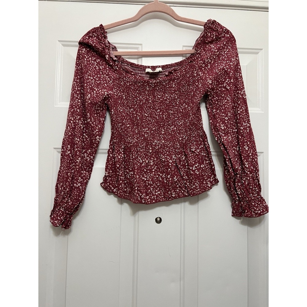 Red Babydoll Peplum Top Women's Sz Small Ruffle Hem Fairy Urban Romantics‎ Shirt